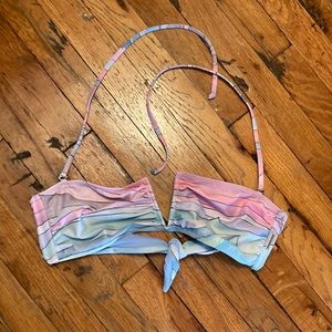 Mara Hoffman bikini top in watercolor waves, size large.